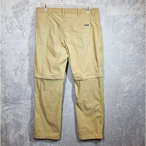 Eddie Bauer Travex zip off Pants Mens 38x30 Beige Nylon Outdoor Hiking Stretch - Picture 2 of 14